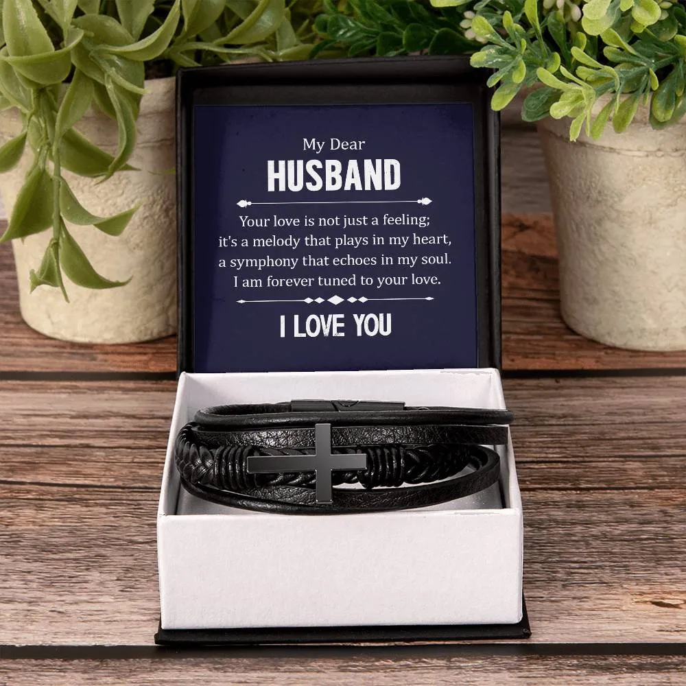 To My Husband Men's Cross Bracelet - Your Love in Not Just