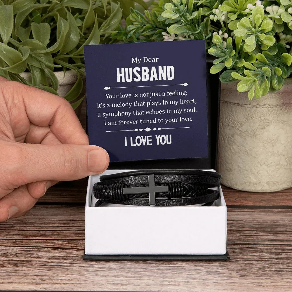 To My Husband Men's Cross Bracelet - Your Love in Not Just