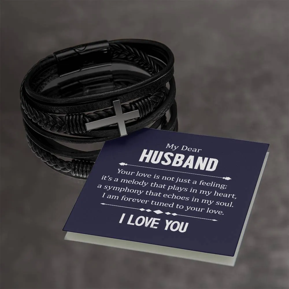 To My Husband Men's Cross Bracelet - Your Love in Not Just