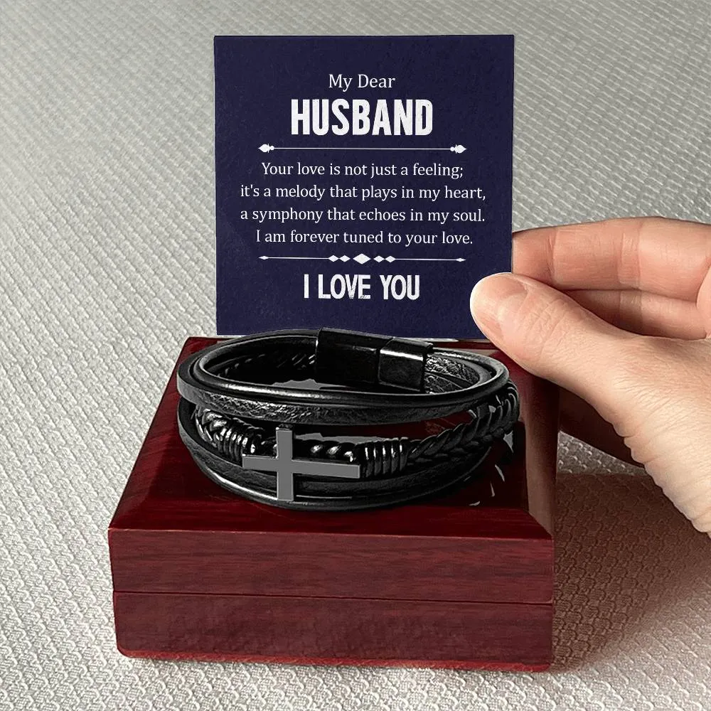 To My Husband Men's Cross Bracelet - Your Love in Not Just