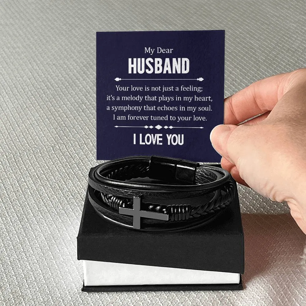 To My Husband Men's Cross Bracelet - Your Love in Not Just