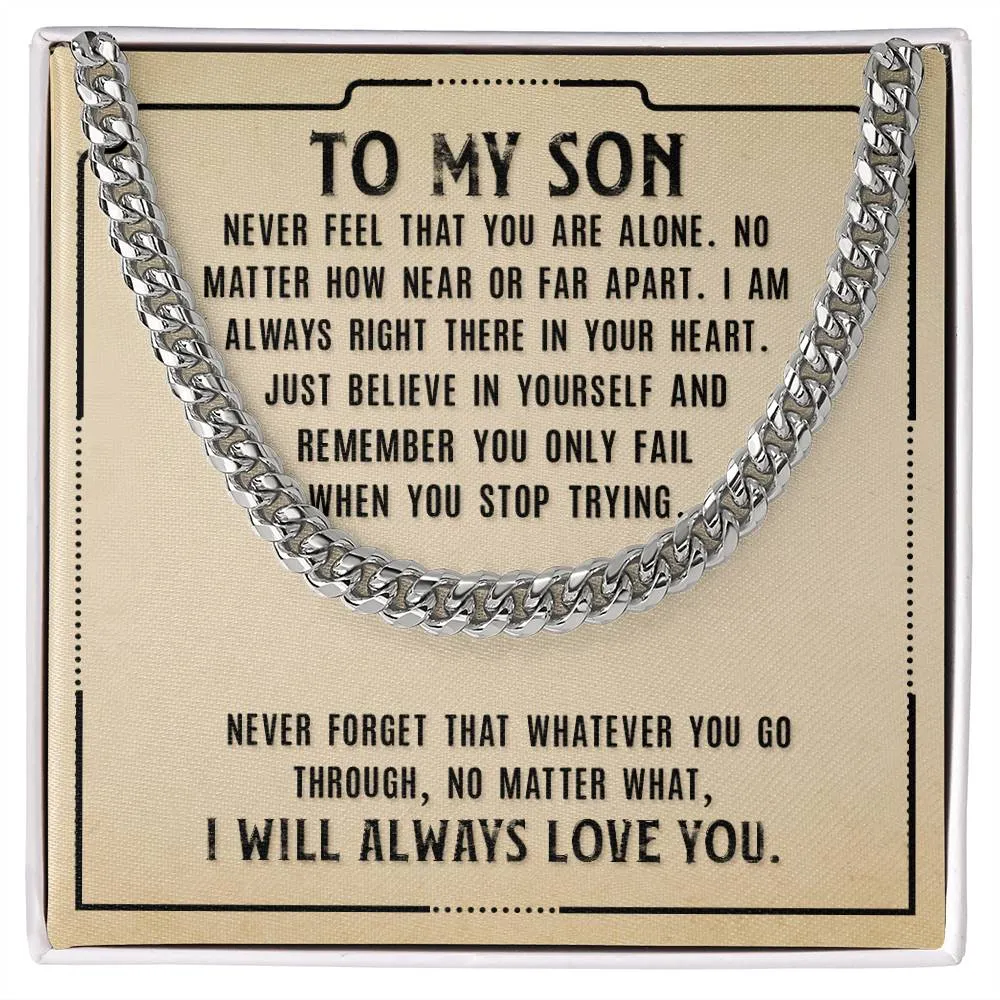 To My Son Necklace from Mom, Never Feel That You Are Alone