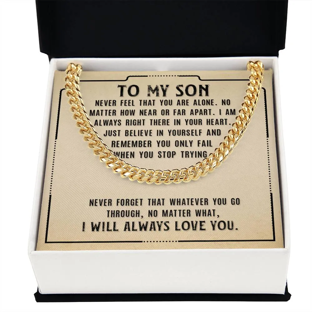 To My Son Necklace from Mom, Never Feel That You Are Alone