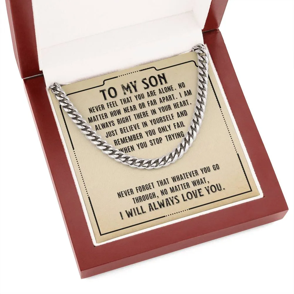 To My Son Necklace from Mom, Never Feel That You Are Alone