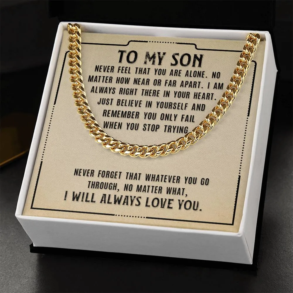 To My Son Necklace from Mom, Never Feel That You Are Alone