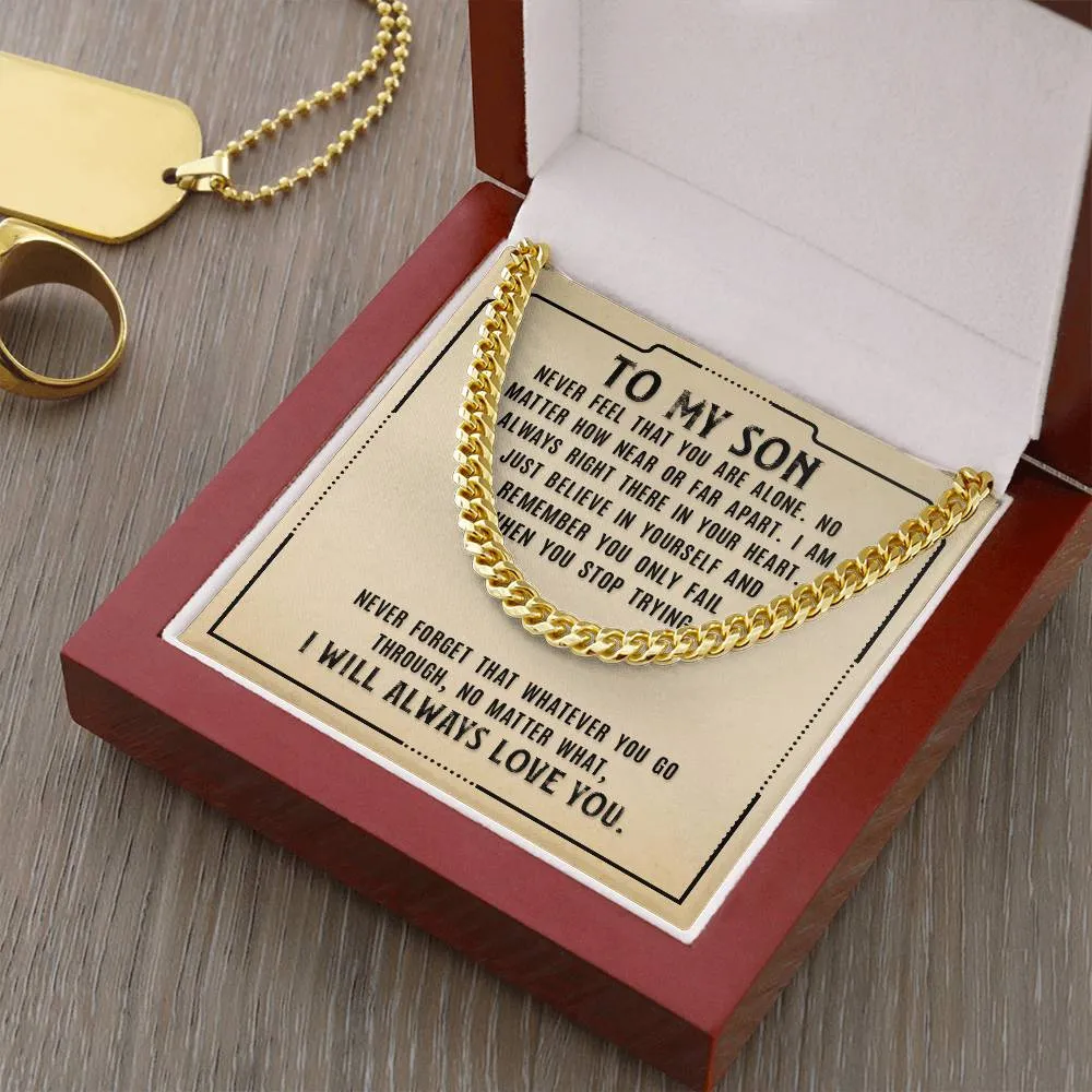 To My Son Necklace from Mom, Never Feel That You Are Alone