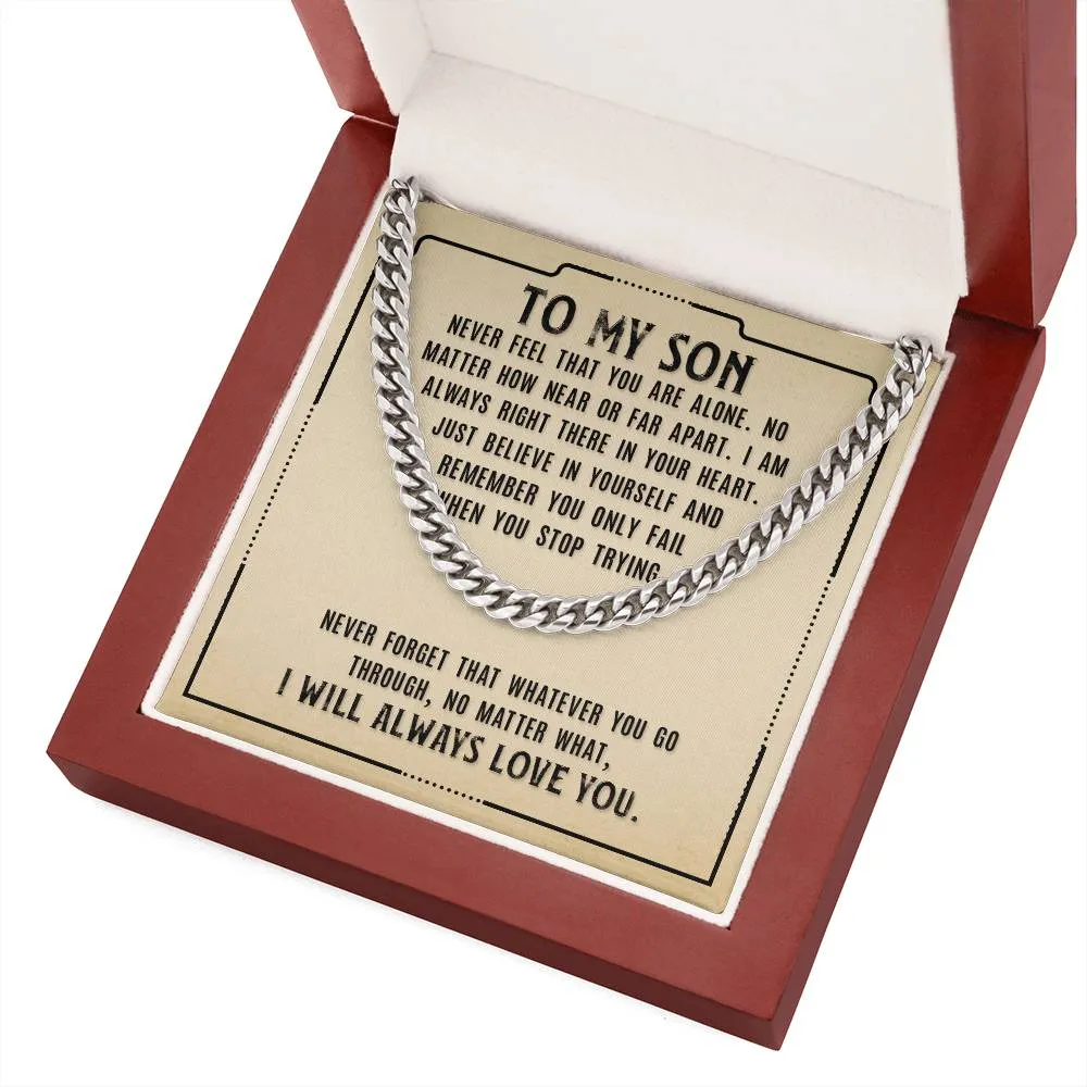 To My Son Necklace from Mom, Never Feel That You Are Alone