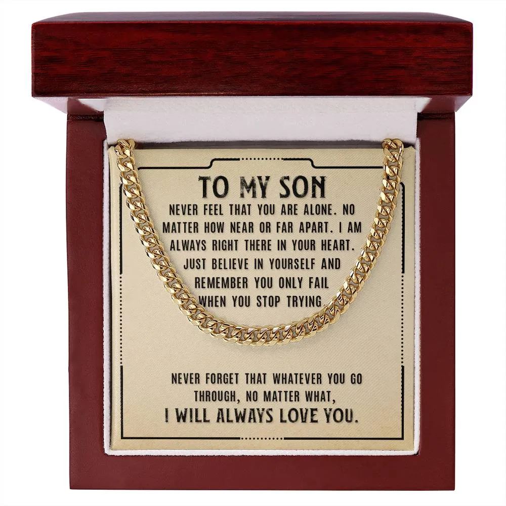 To My Son Necklace from Mom, Never Feel That You Are Alone