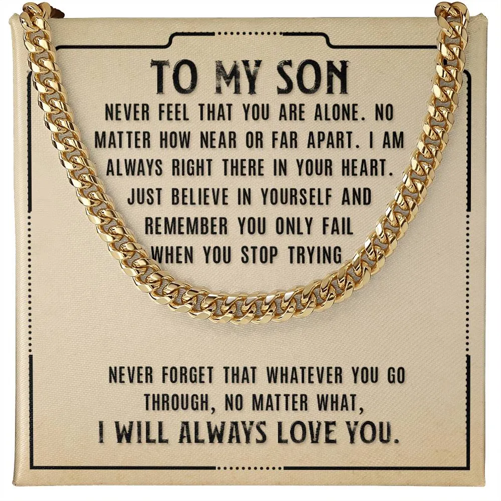 To My Son Necklace from Mom, Never Feel That You Are Alone