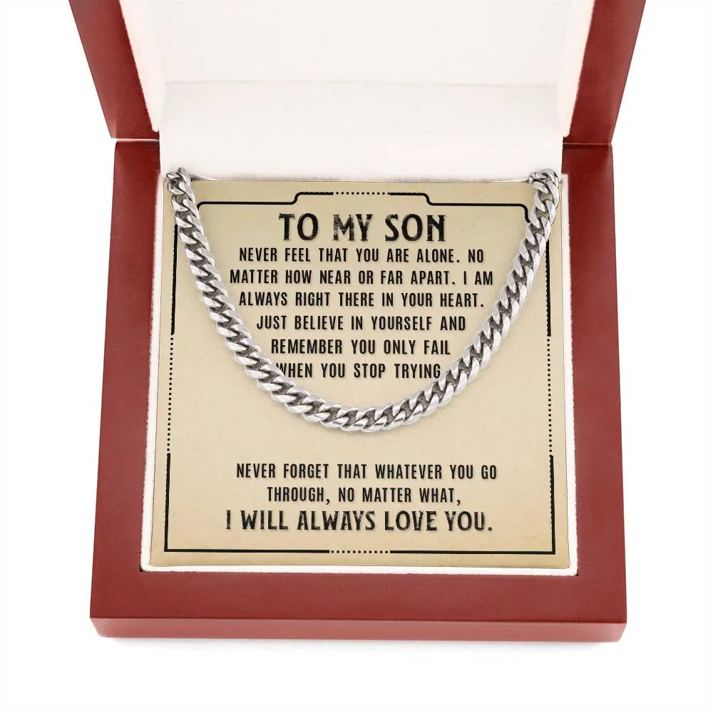 To My Son Necklace from Mom, Never Feel That You Are Alone