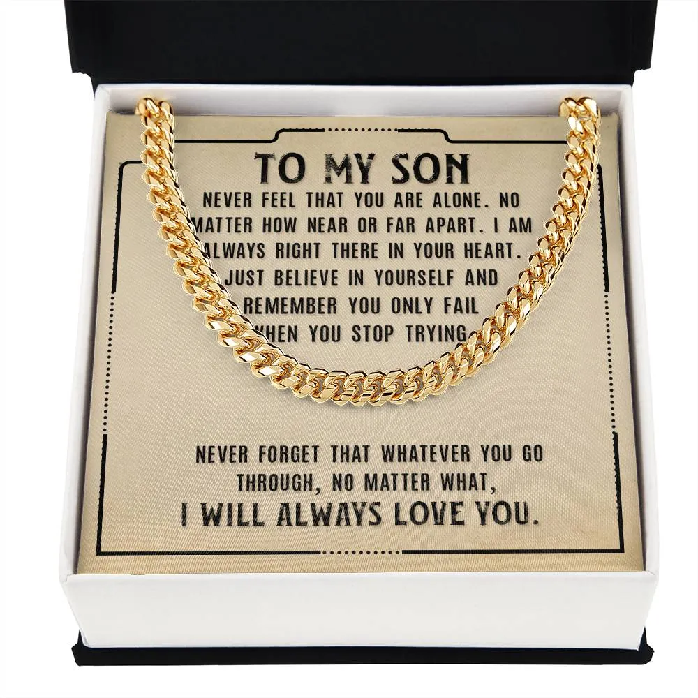 To My Son Necklace from Mom, Never Feel That You Are Alone