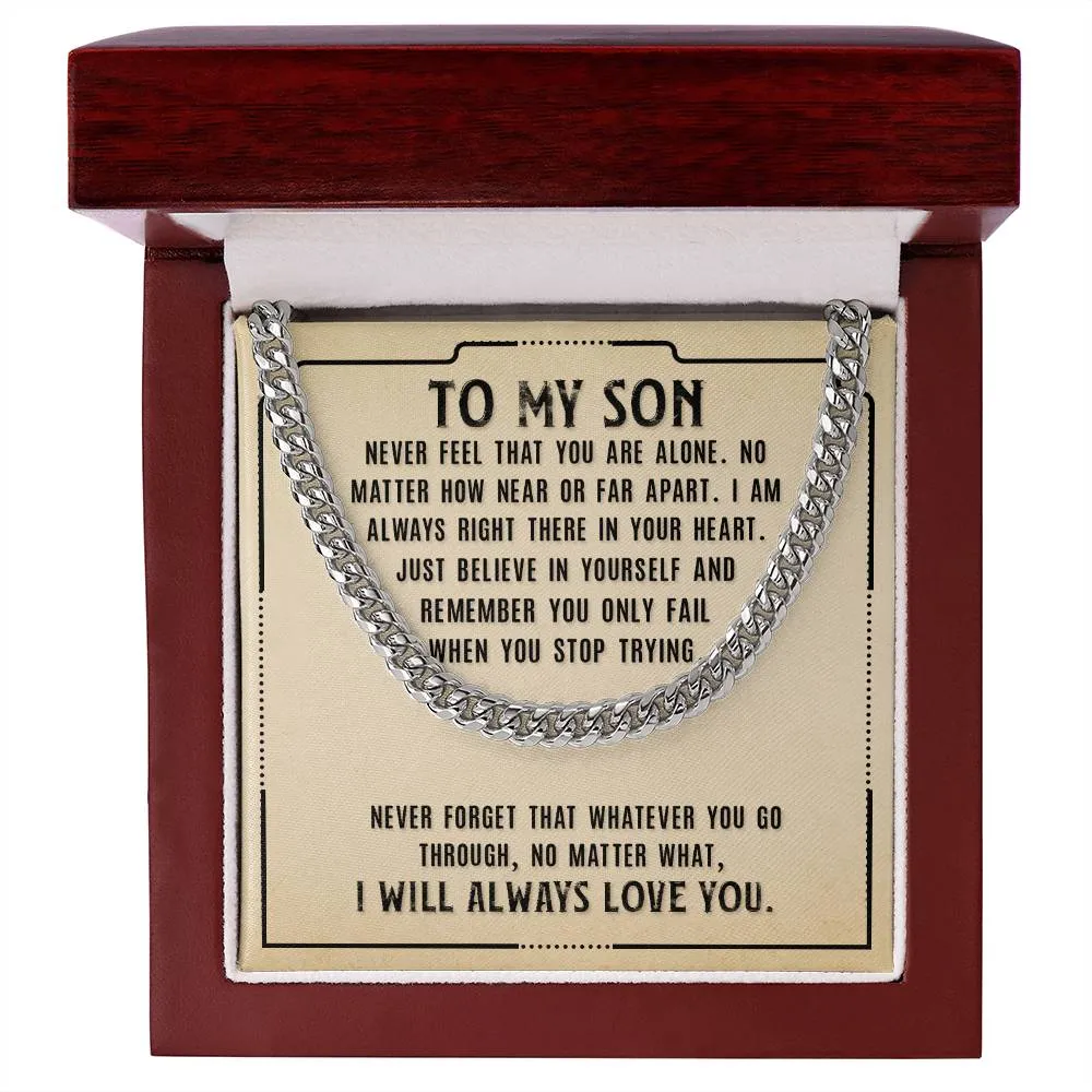 To My Son Necklace from Mom, Never Feel That You Are Alone