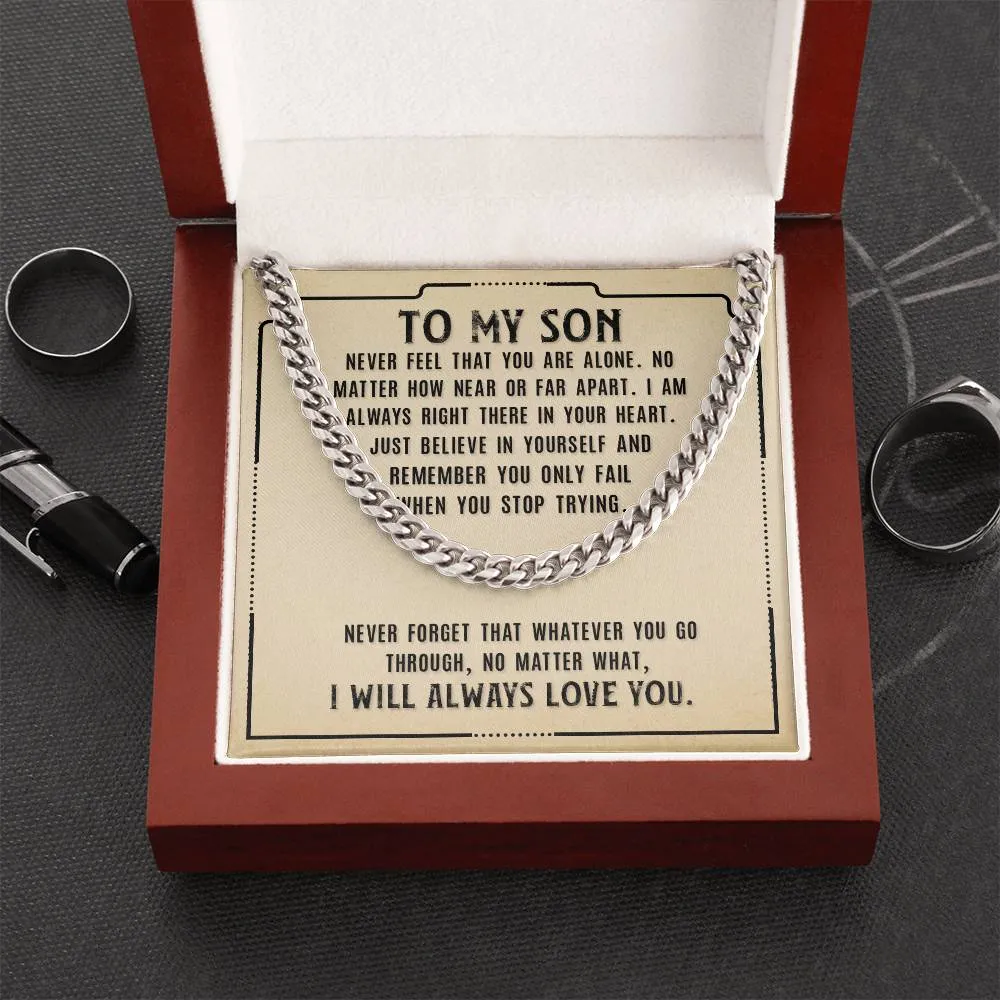 To My Son Necklace from Mom, Never Feel That You Are Alone