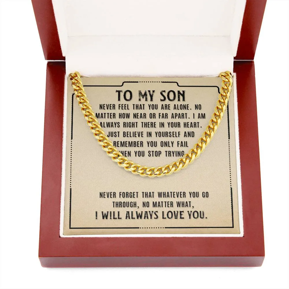 To My Son Necklace from Mom, Never Feel That You Are Alone