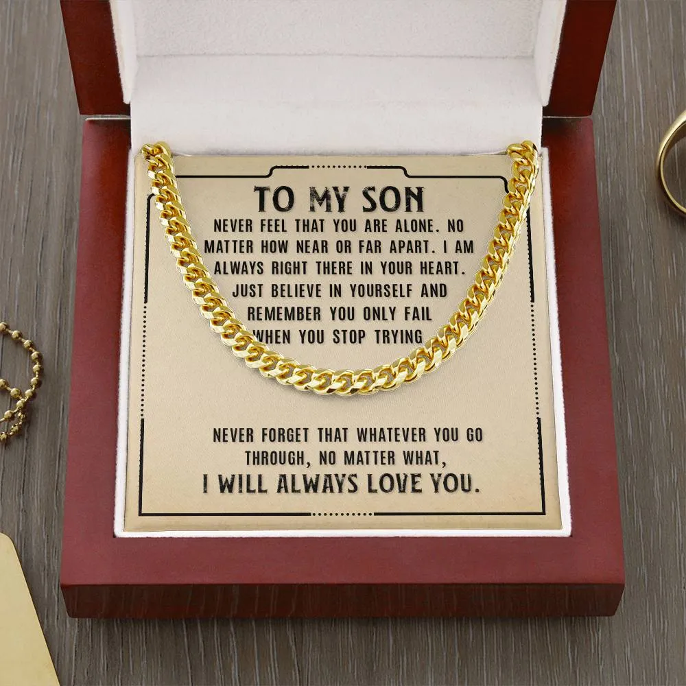 To My Son Necklace from Mom, Never Feel That You Are Alone