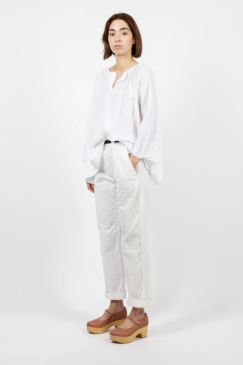 Washed Cotton Straight Leg Pant White