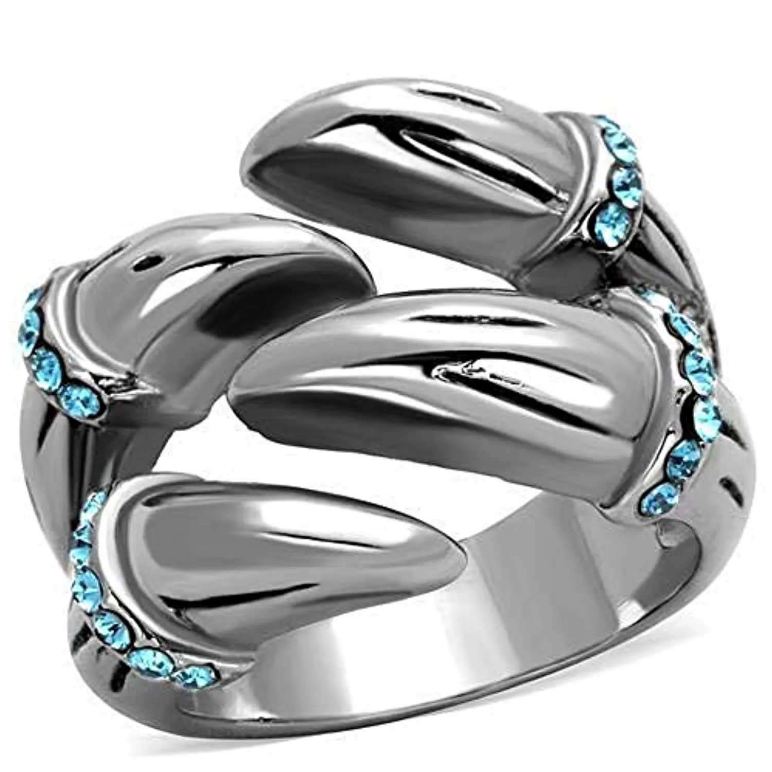 WildKlass Stainless Steel Ring High Polished (no Plating) Women Top Grade Crystal Sapphire