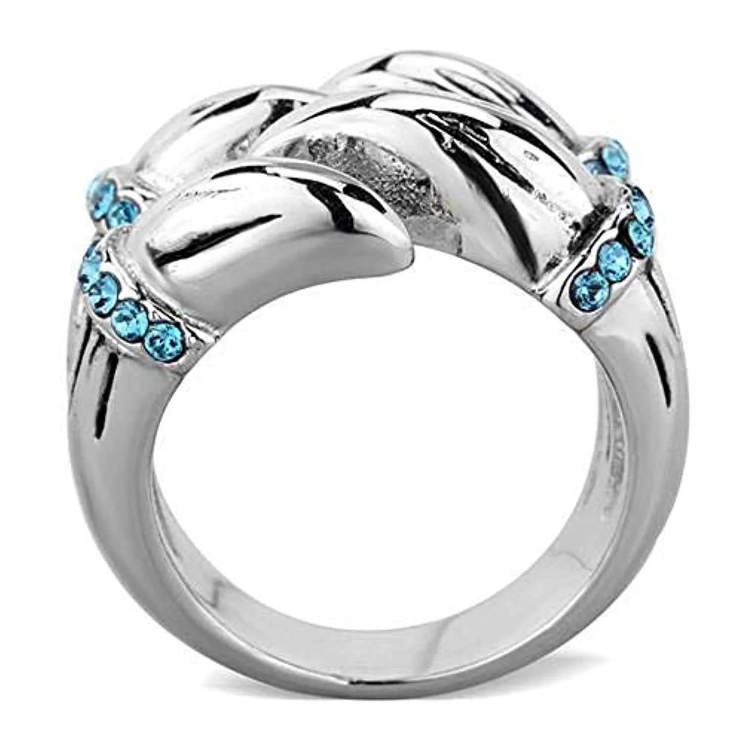 WildKlass Stainless Steel Ring High Polished (no Plating) Women Top Grade Crystal Sapphire