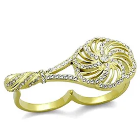 WildKlass Stainless Steel Ring IP Gold Women Top Grade Crystal Clear