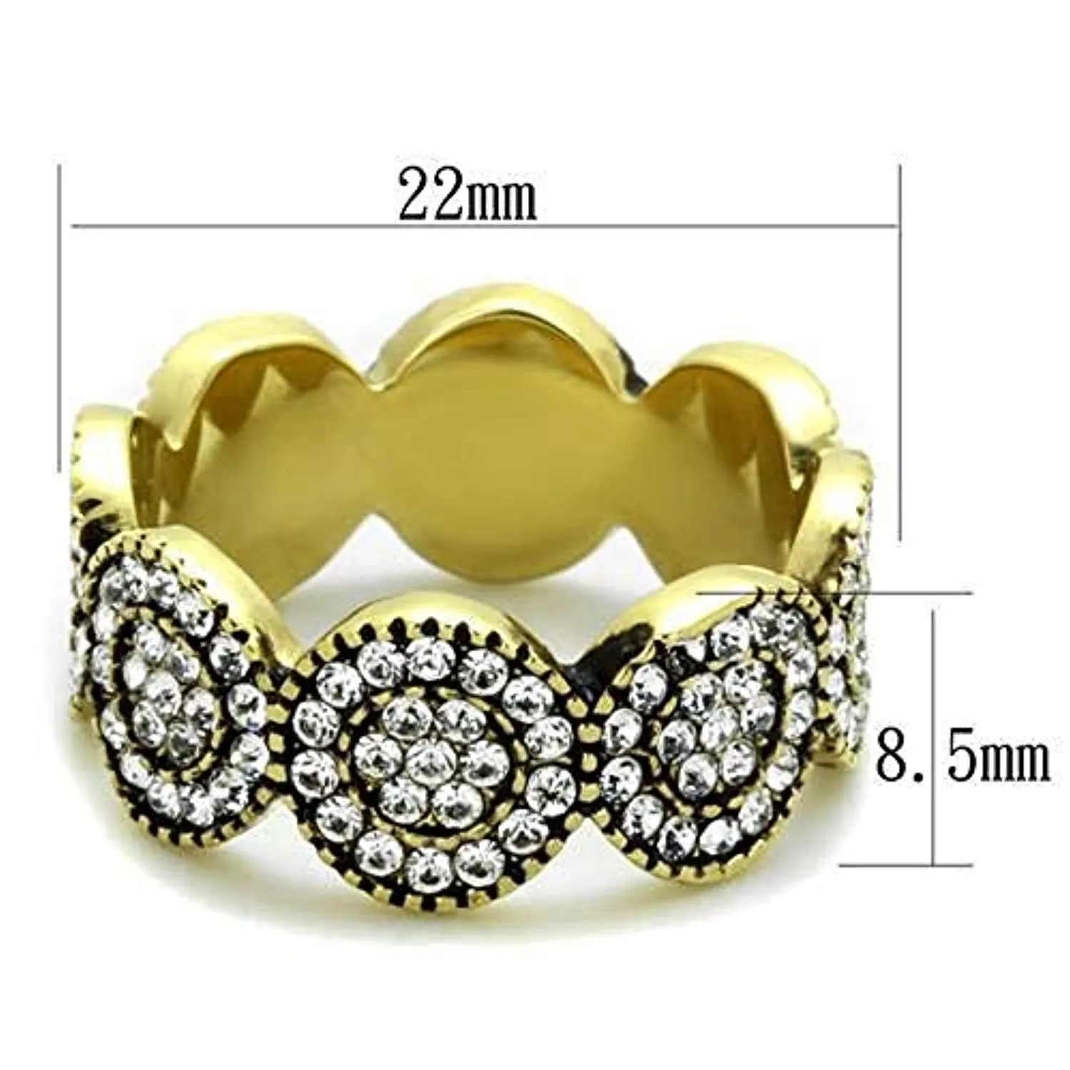 WildKlass Stainless Steel Ring IP Gold Women Top Grade Crystal Clear