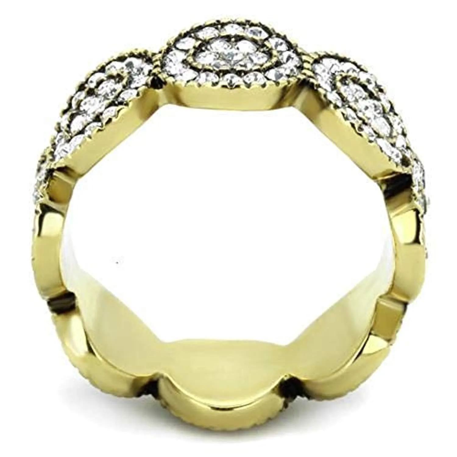 WildKlass Stainless Steel Ring IP Gold Women Top Grade Crystal Clear