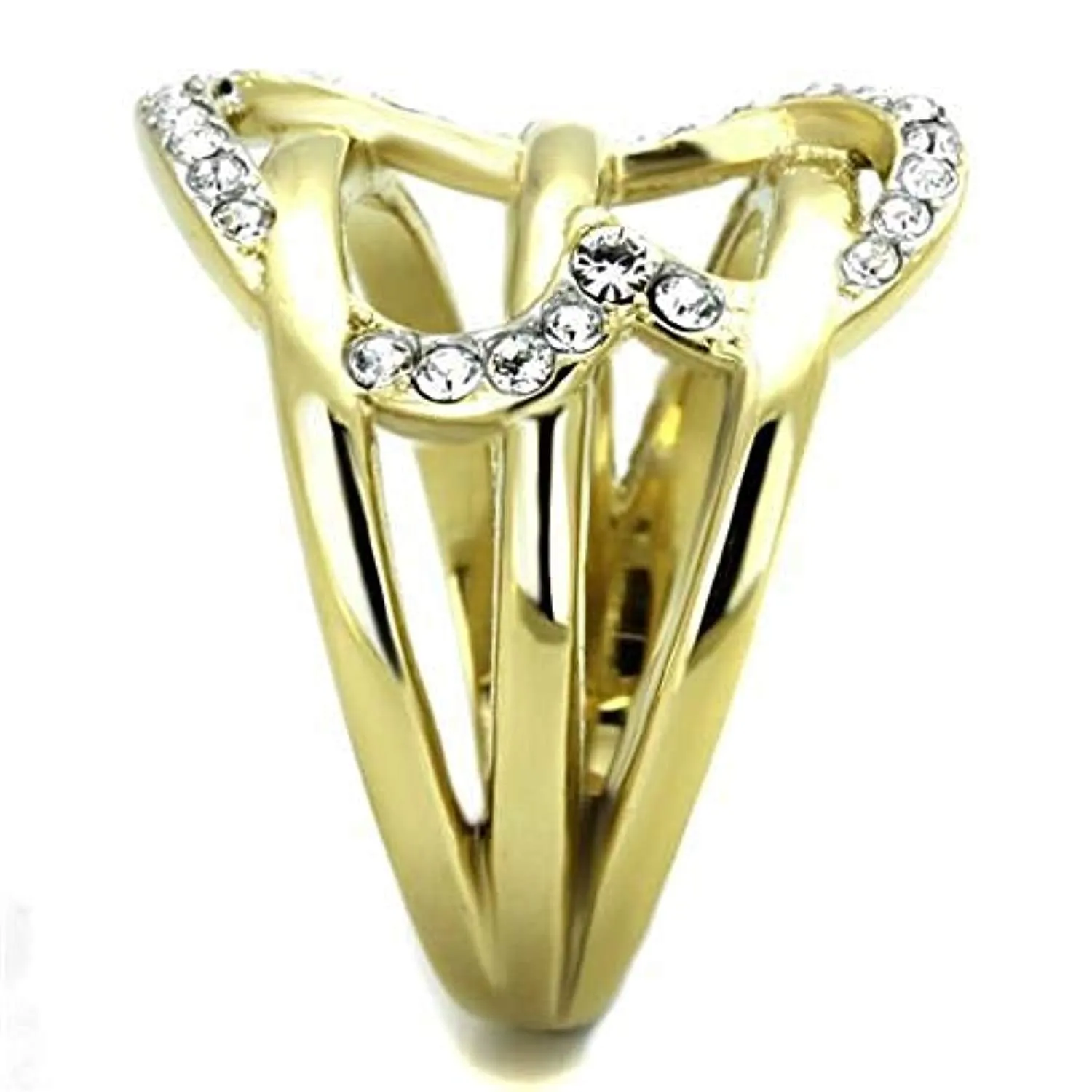 WildKlass Stainless Steel Ring Two-Tone IP Gold Women Top Grade Crystal Clear