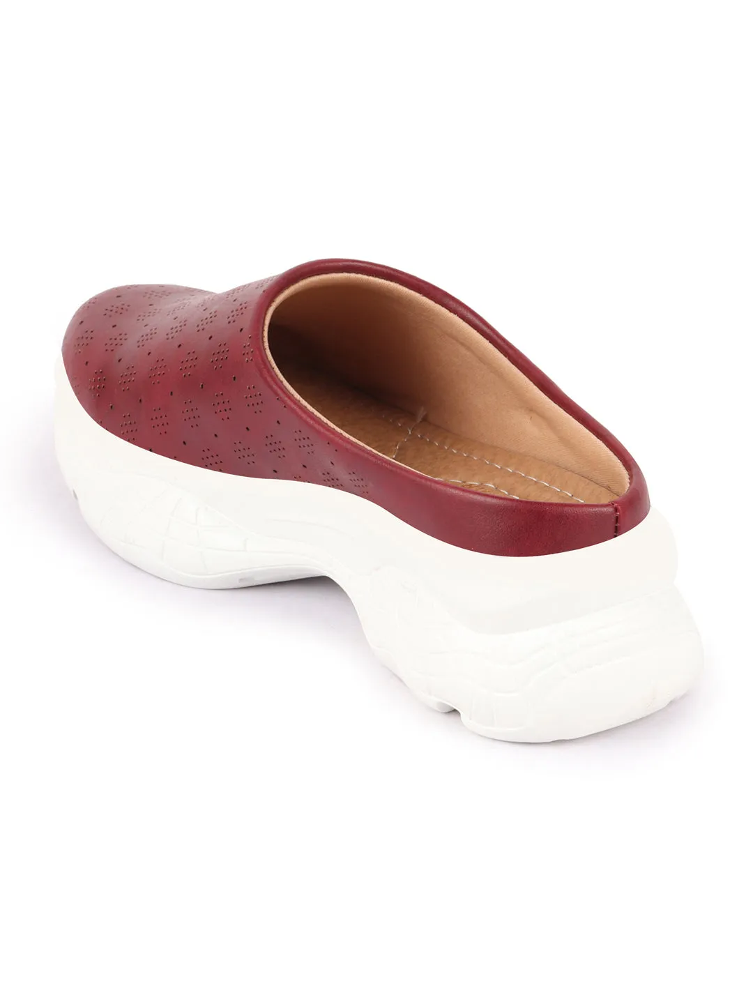 Women Cherry Back Open Classic Design Slip On Mules Shoes