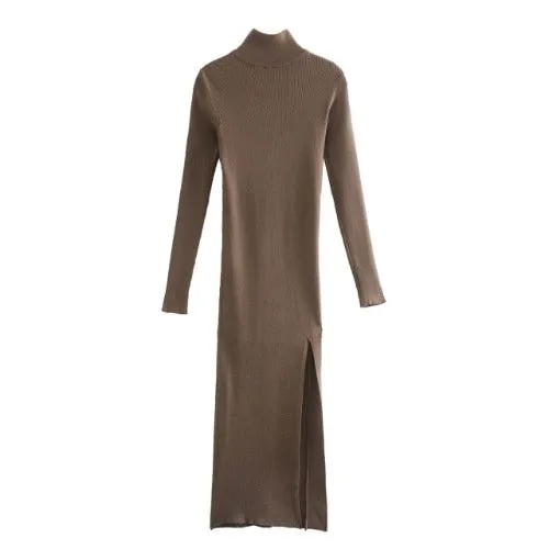 Women's Sweater Style High-Neck Dress