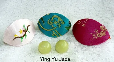 Women's Wellness Sale- Pair Green Jade Ben Wa Kegel Balls  Drilled with Hole   Silk Fortune Cookie